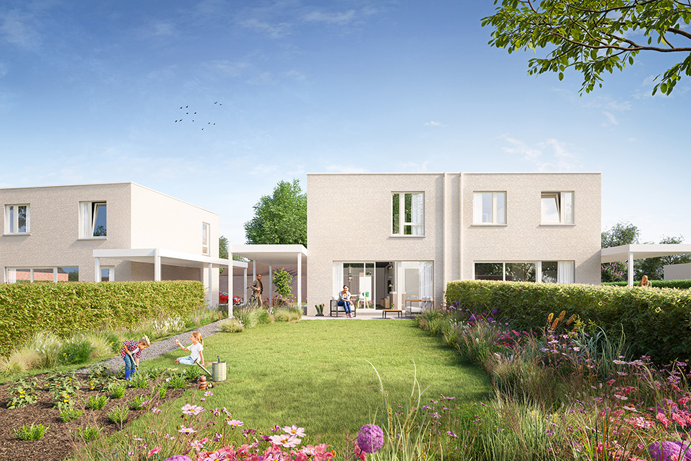 Bostoen Aarsele Hof Delmeren energiezuinige nieuwbouwwoningen render tuin