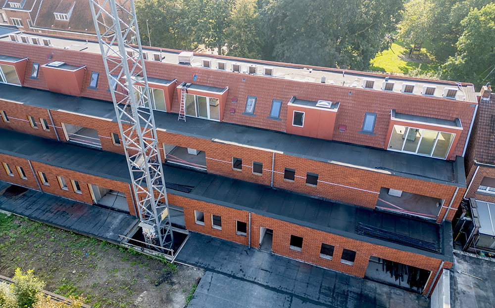 Bostoen energiezuinige appartementen in Rumst Residentie Oris bouwwerf luchtbeeld