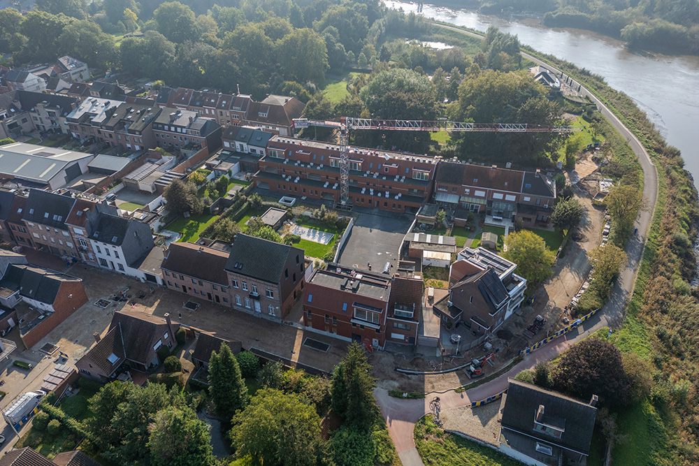 Bostoen energiezuinige appartementen in Rumst Residentie Oris bouwwerf luchtbeeld