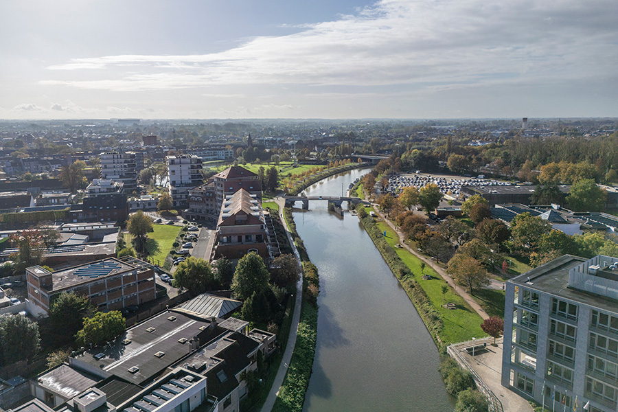 Bostoen Pastorijwoningen Bachte-Maria-Leerne Hof van Leerne Luchtbeeld Stad Deinze Leie