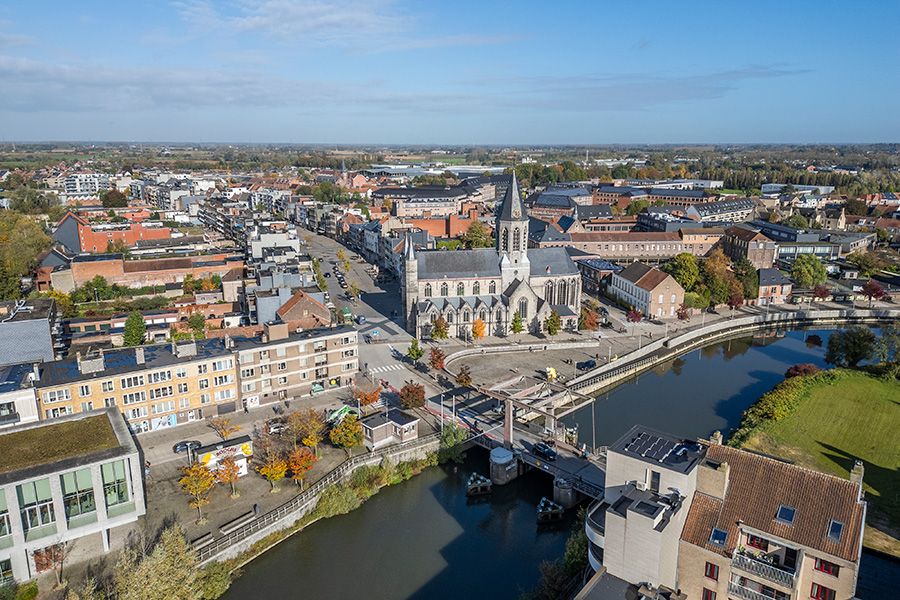 Bostoen Pastorijwoningen Bachte-Maria-Leerne Hof van Leerne Luchtbeeld Stad Deinze